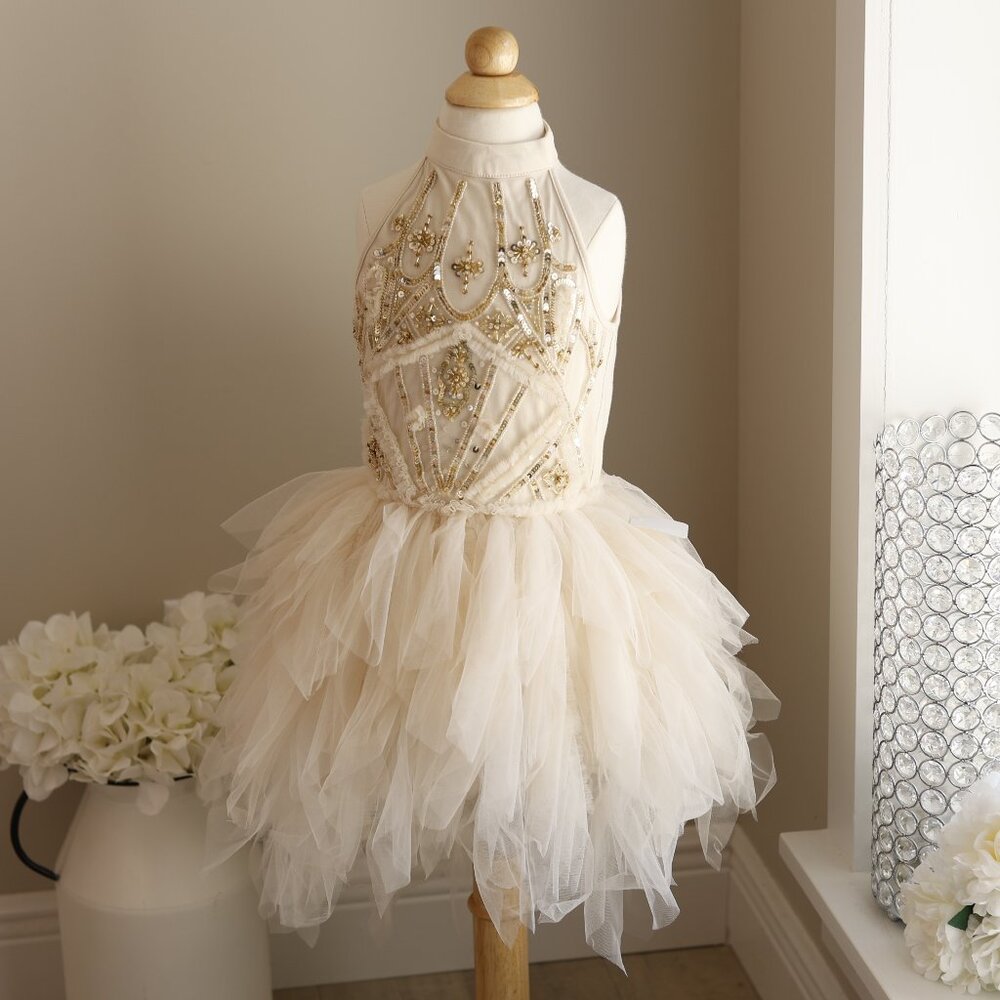 Tutu Du Monde Golden Peak Tulle Halter Dress Fits Size 3/4 Rare Find Like New